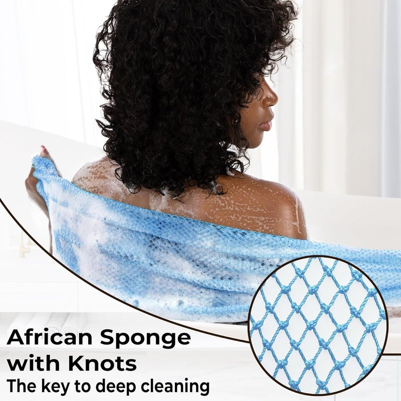MINISENTIALS African Net Sponge Authentic - Afro Scrub Exfoliating Net Sponge with Knots - African Bath Sponges for Body Scrubber Exfoliator - Back Scrubber for Shower Bathing Accessories - Image 5